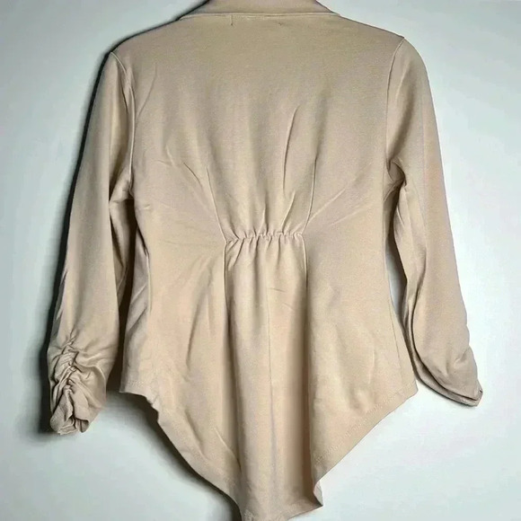 Hybrid & Company Ruched Sleeve Brown Blazer Hi Lo Size Small - Picture 8 of 10